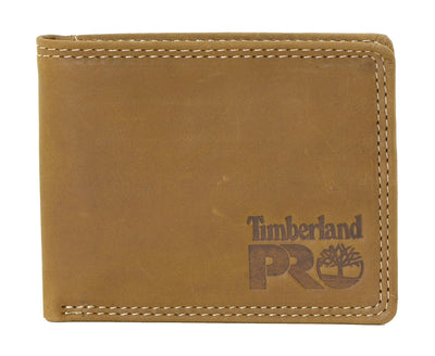 Timberland PRO Men's Slim Leather RFID Bifold Wallet with Back ID Window